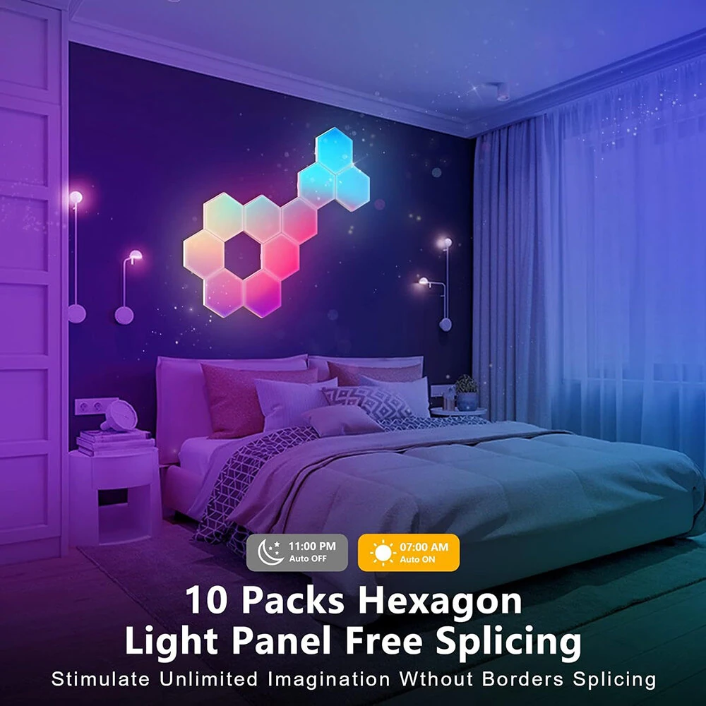 (image for) LIXINCORDA Smart RGBIC Hexagonal LED Light Panels Music Sync APP/Remote/Voice Control With Alexa Google