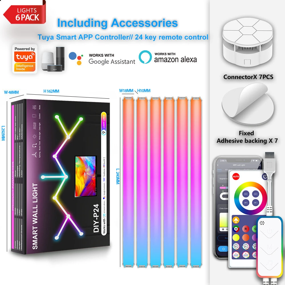 (image for) LIXINCORDA Tuya Smart Splicing Light Bars DIY Indoor Wall Atmosphere Light LED Creative Sound Pickup Quantum Lamp